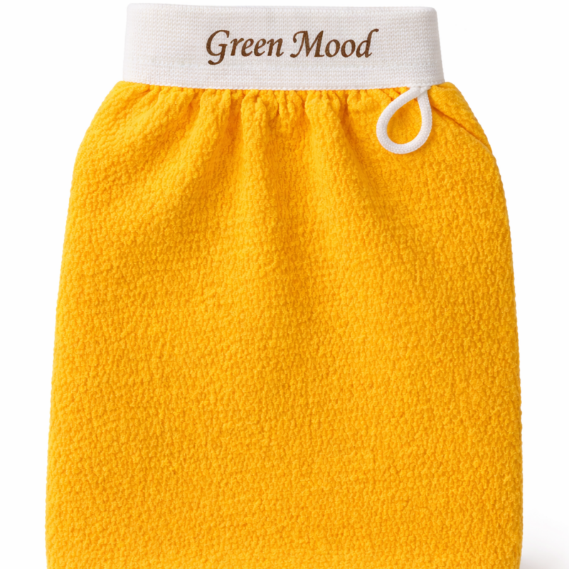 Kessa-Glove Gant Exfoliant Sud Bio Green Mood – gant Kessa marocain pour exfoliation profonde et peau lisse.