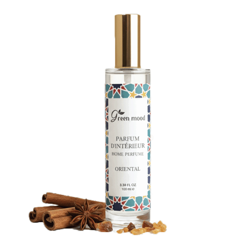 PRIENTAL-PARFUM-2.png Green Mood Oriental Home Fragrance – warm oriental room spray with spicy, woody and floral notes for an elegant home ambiance. Parfum d’intérieur Oriental