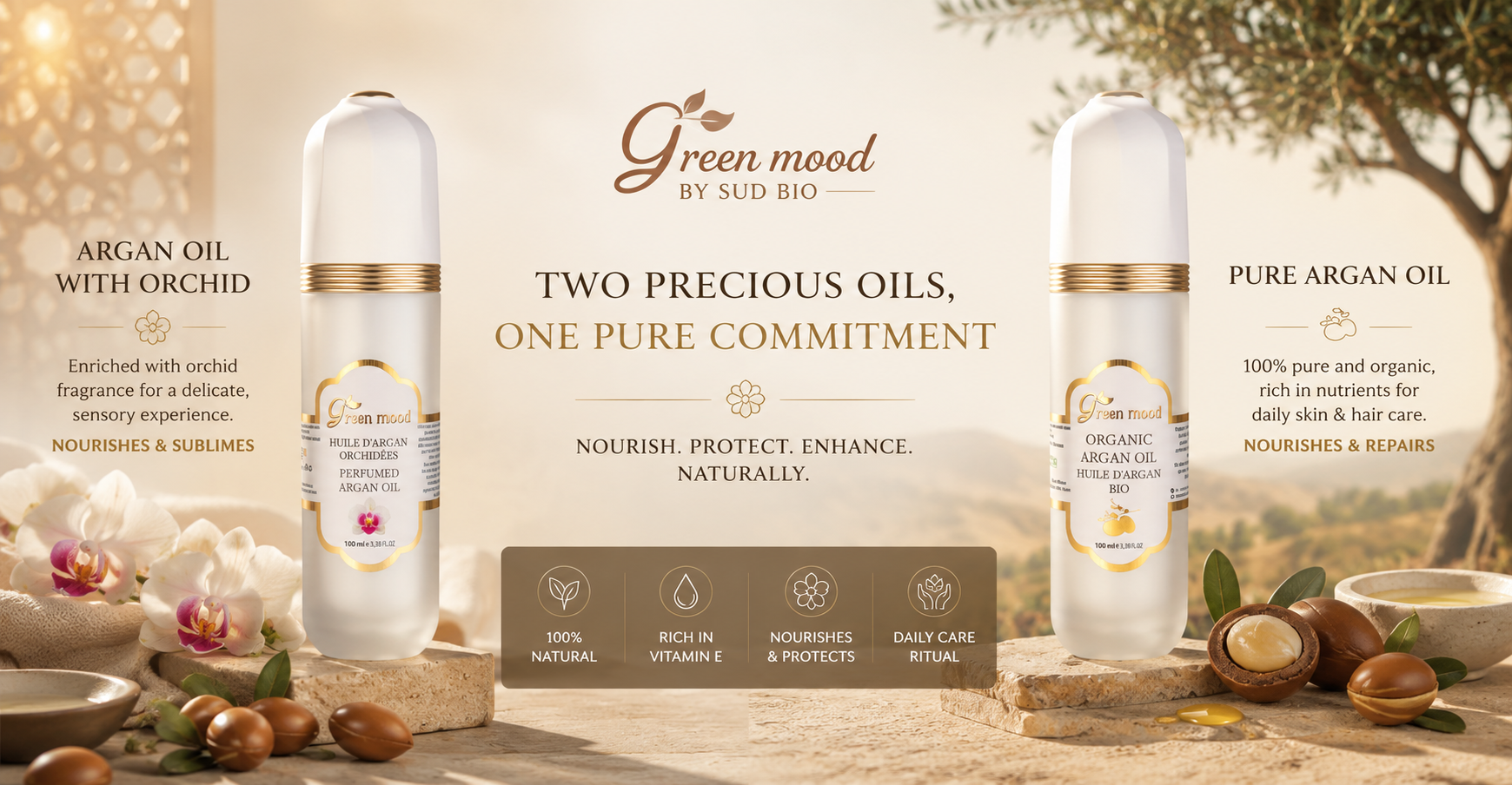 orchid argan oil and pure argan oil - authentic products from green mood