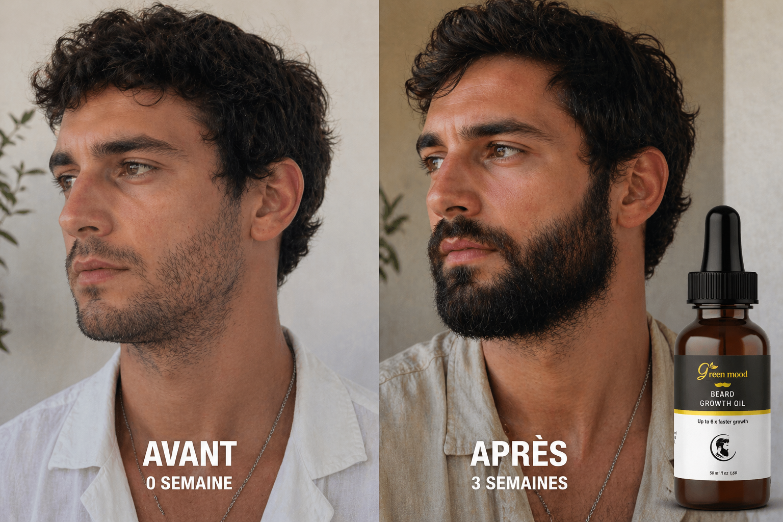 huile a barbe - avant apres resultats - huile barbe naturelle green mood