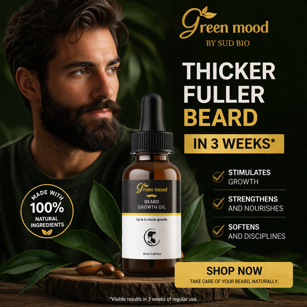 natural beard oil Green Mood softening treatment