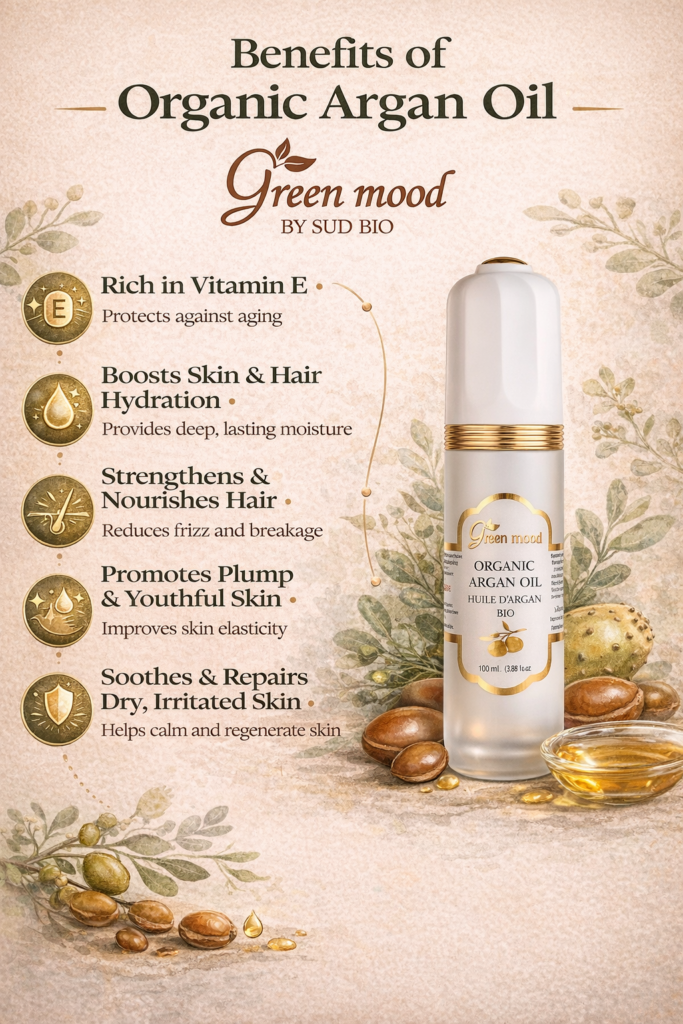 benefits of pure argan oil for skin and hair - 100% organic product - organic argan oil - moroccan skincare routine