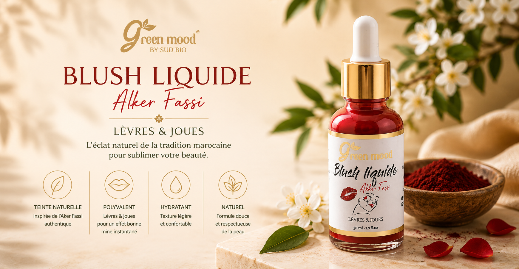 blush liquide a base d'aker fassi - naturelle