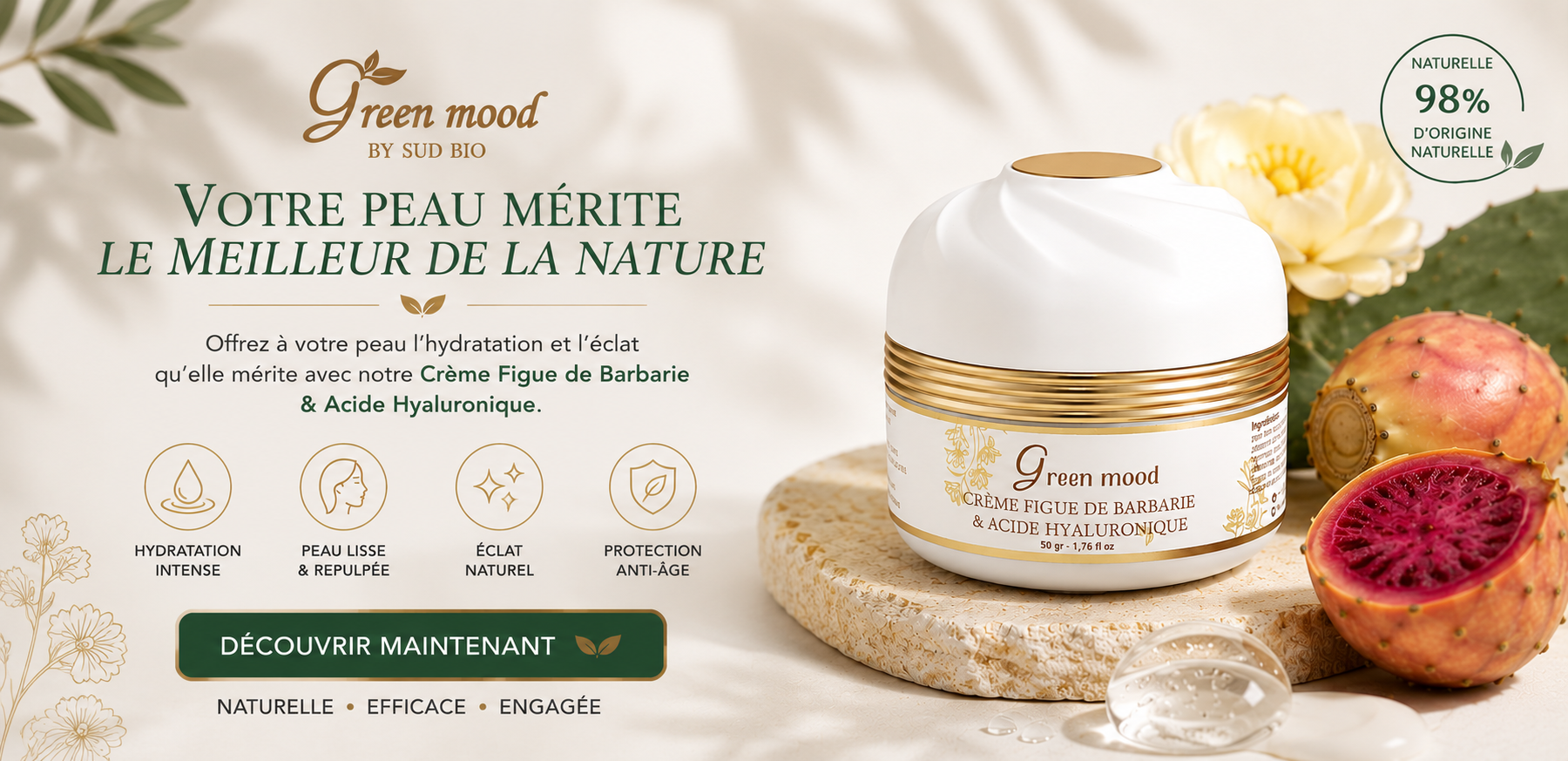 ACHETER CREME A L'HUILE DE FIGUE DE BARBARIE ET ACIDE HYALURONIQUE