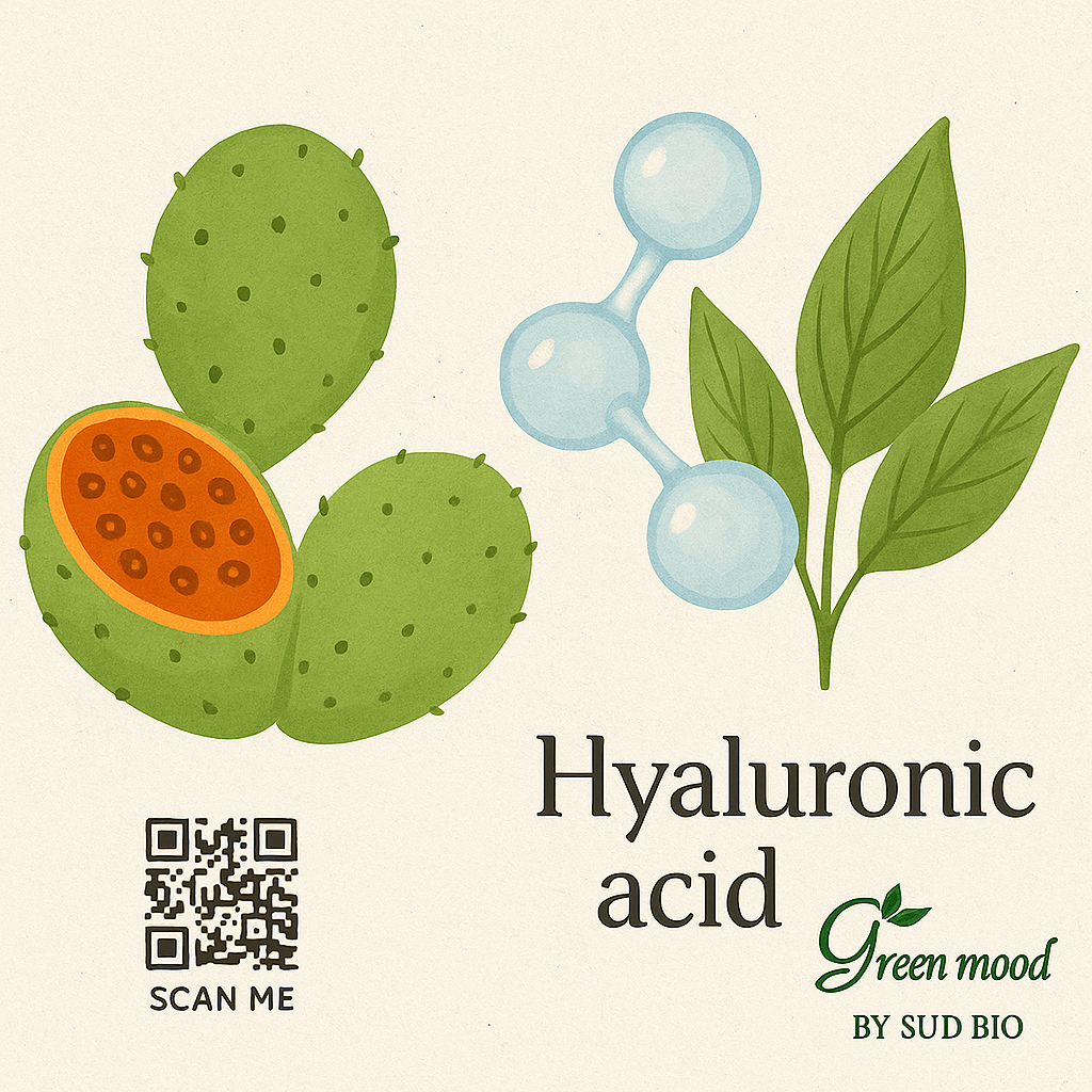 GreenMood Prickly Pear & Hyaluronic Acid Cream texture and prickly pear cactus – organic moisturizing cream