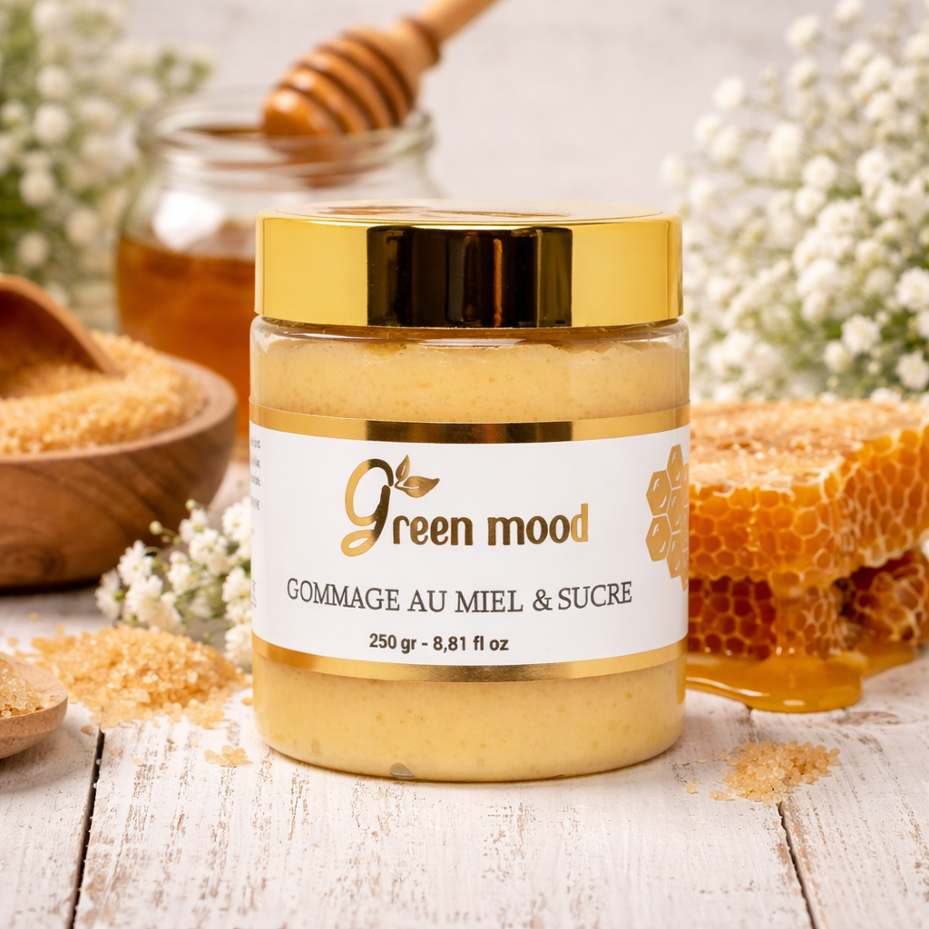 Milk and honey exfoliator for gentle Moroccan hammam body exfoliation