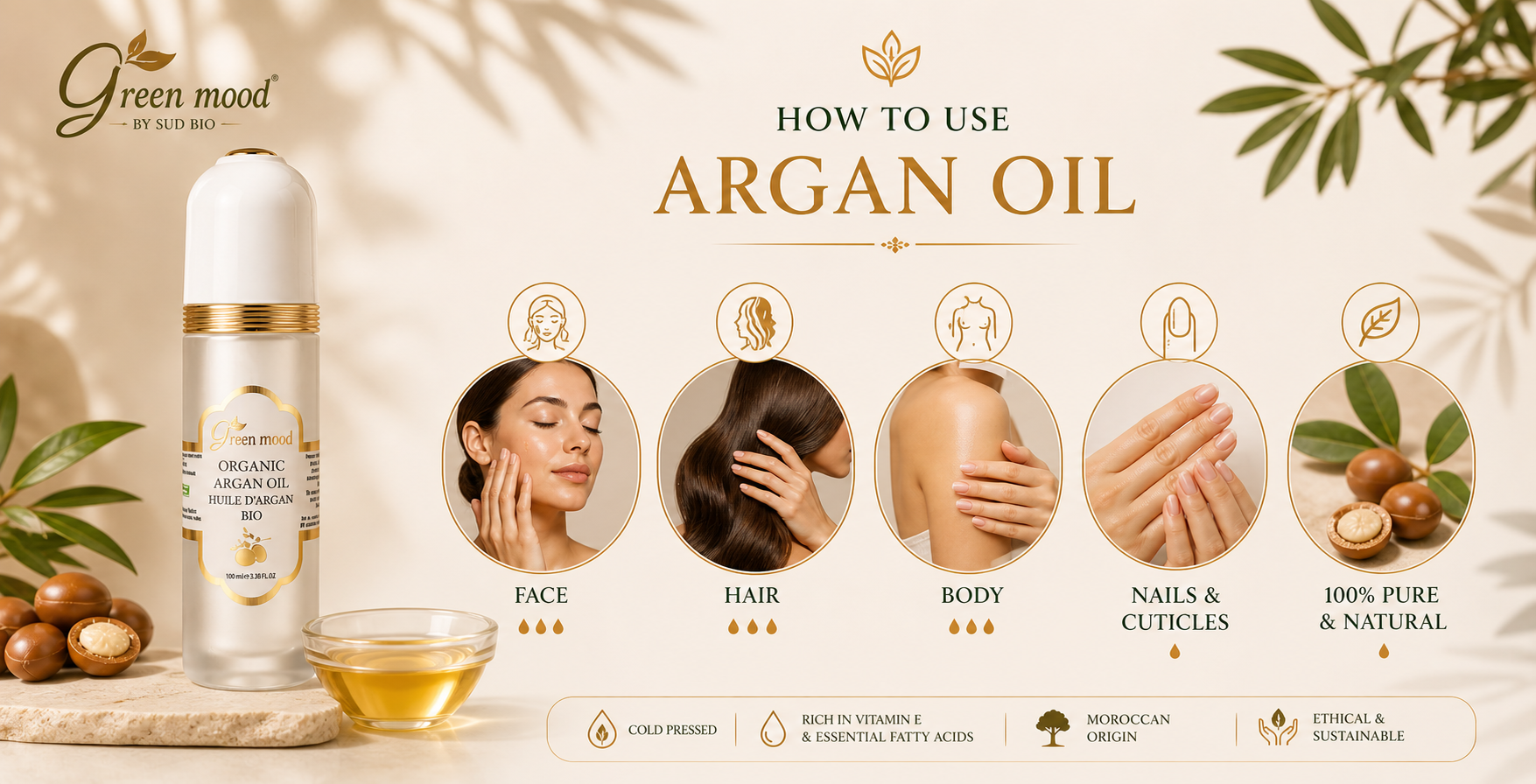How to use argan oil for face, hair, and body — daily routine guide with pure argan oil