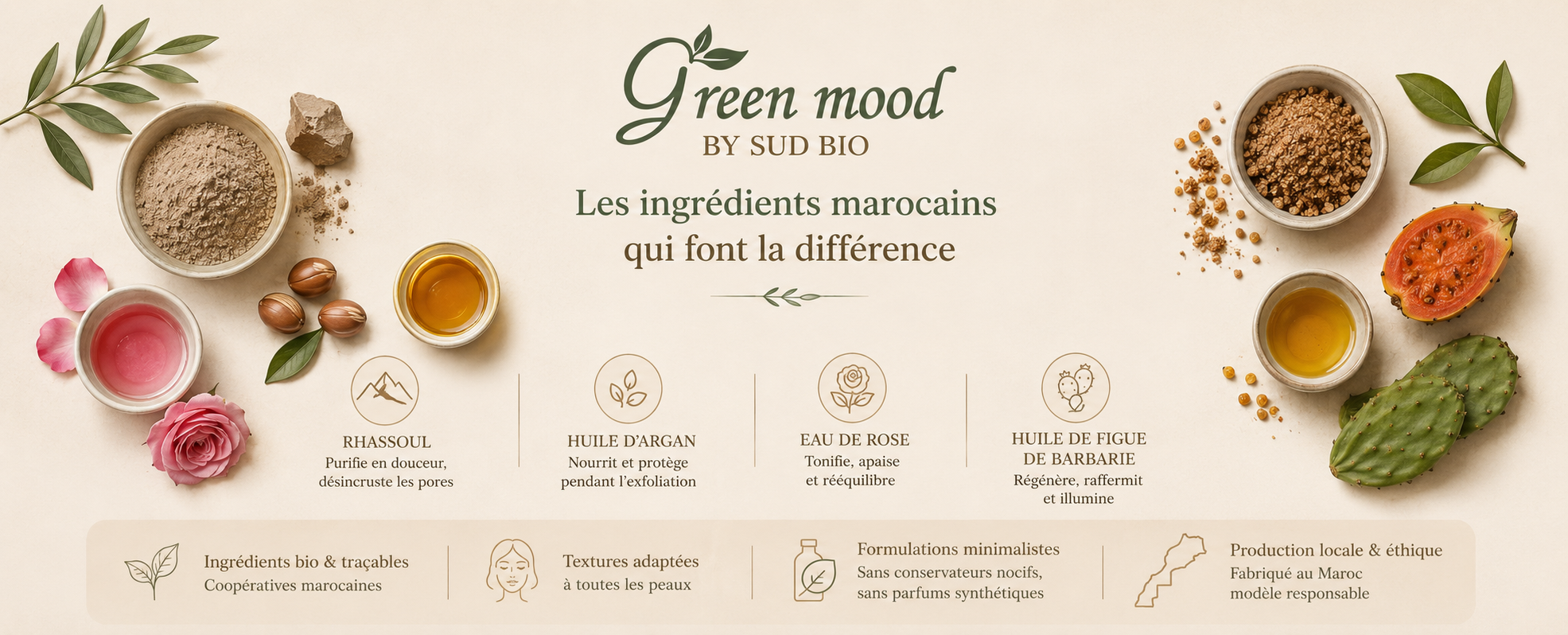 Gommage visage rituel marocain Green Mood — peau éclatante