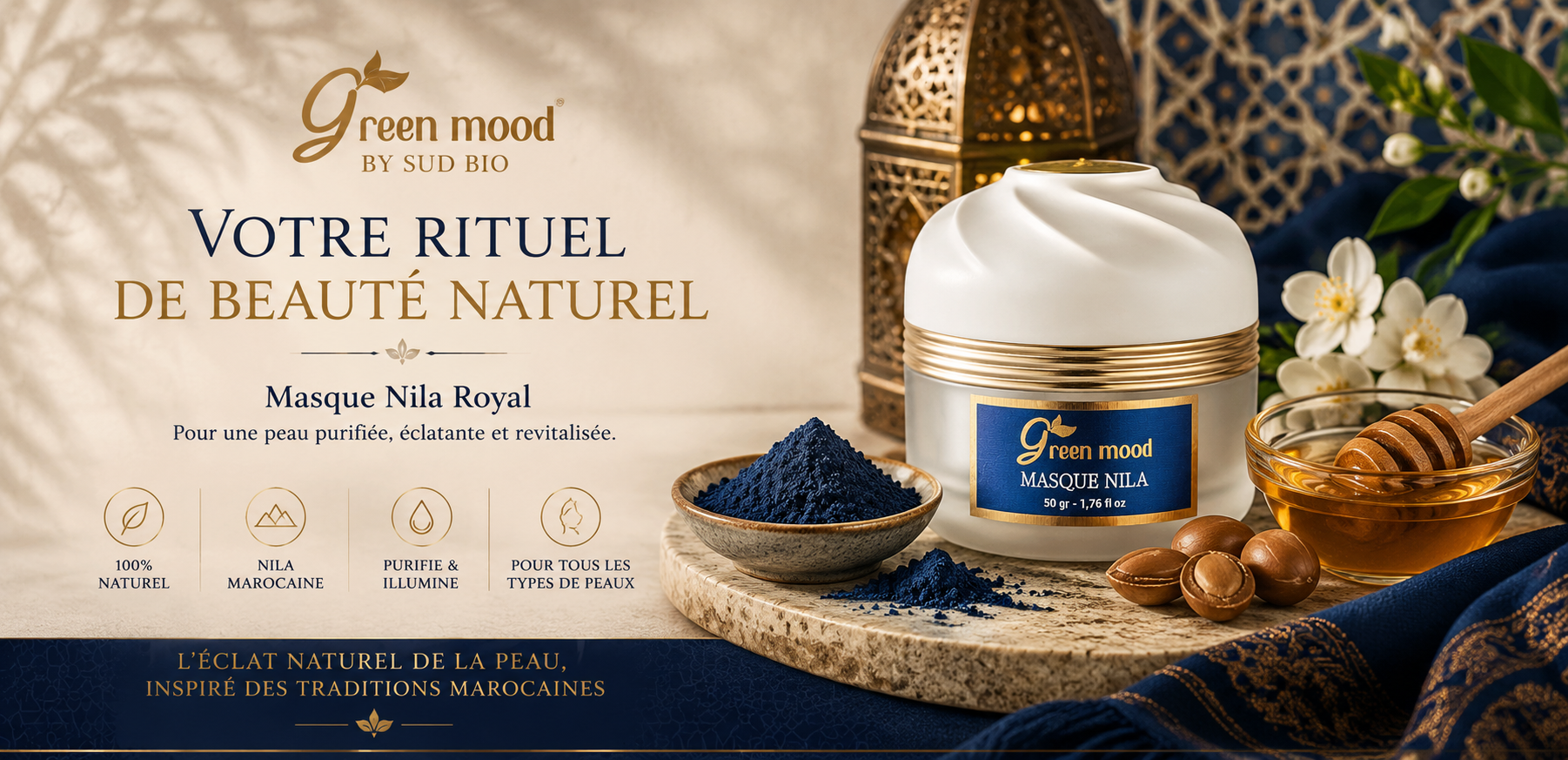 Achete"r Masque Nila Royal de Green Mood - Masque Nila naturel de qualité exceptionnelle