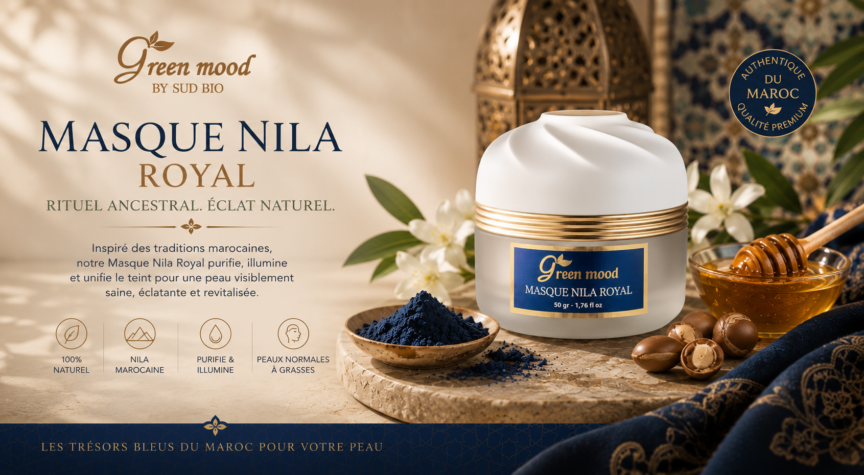 masque nila naturel - green mood - masque nila royal