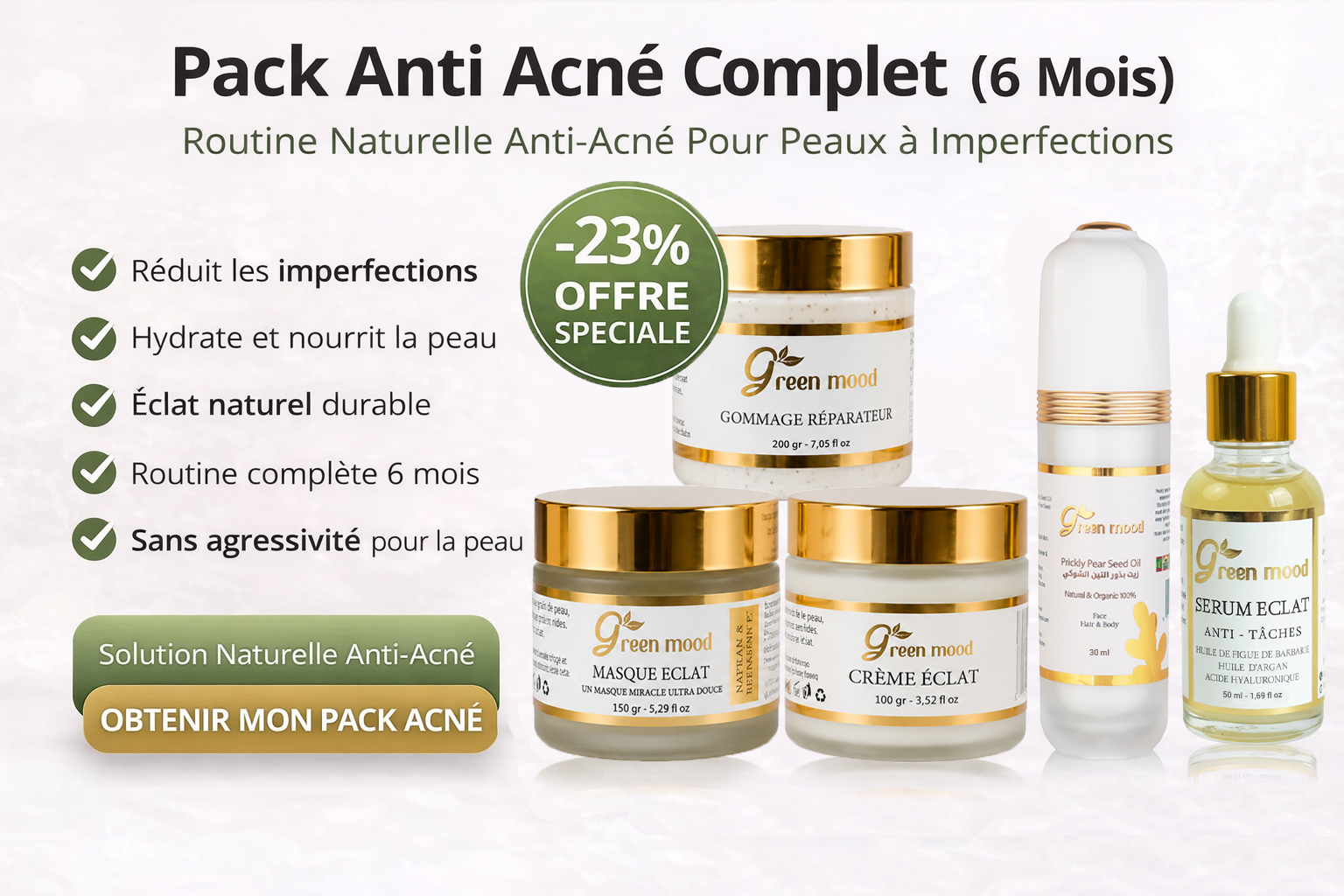 Pack Anti Acne - 6 Mois - Traitement acne naturel - Green Mood
