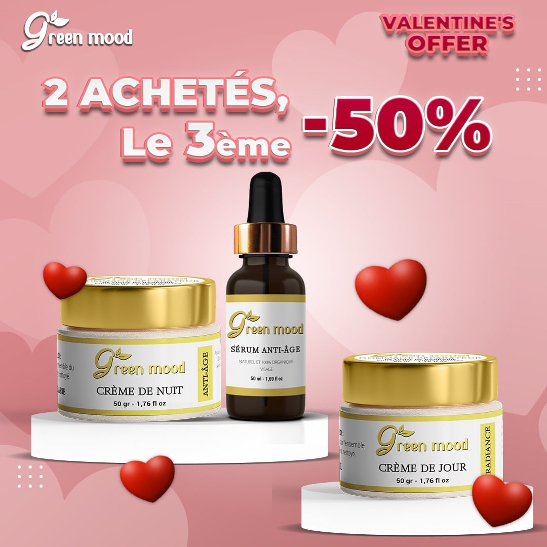 Green Mood Anti-Aging Hydrating Pack – argan oil day cream, prickly pear night cream and anti-aging serum for smoother, firmer, radiant skin. Pack Anti-Âge Hydratant