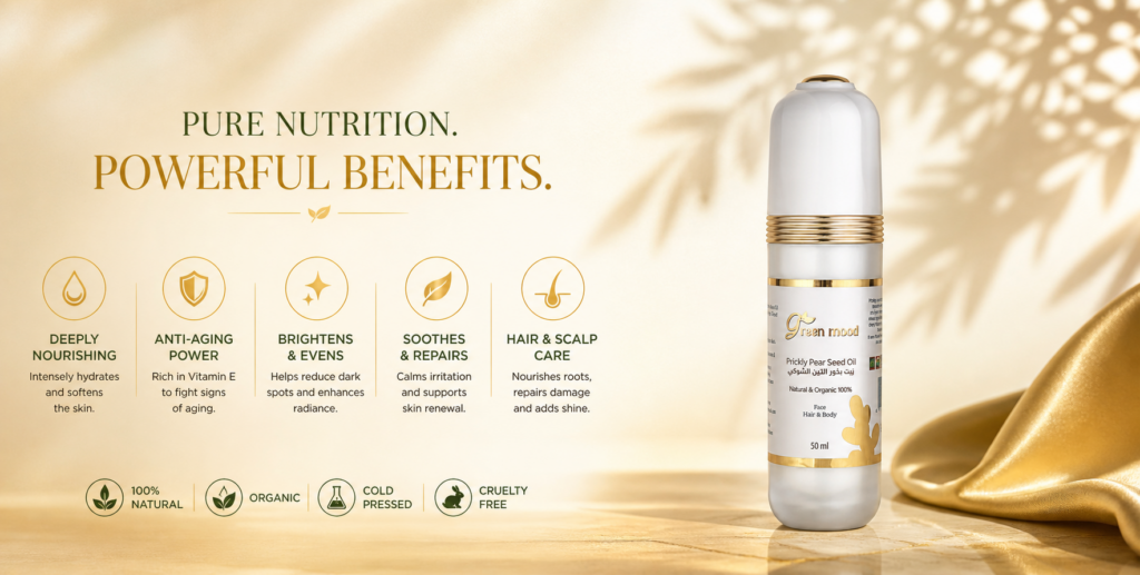 prickly pear seed oil benefits composition vitamin e omega 6 antioxidants skincare green mood