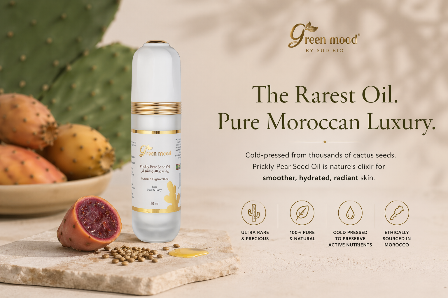 prickly pear seed oil morocco green mood - rare oil authentic pure certified