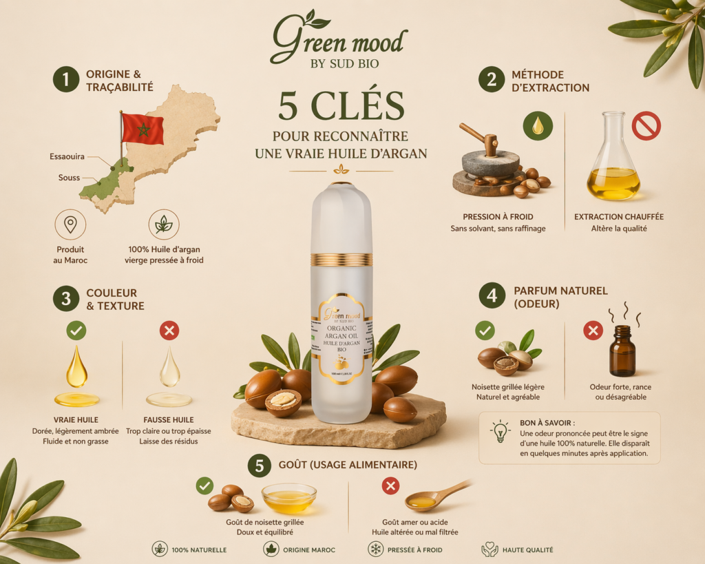 comment reconnaitre huile d argan pure origine texture odeur green mood
