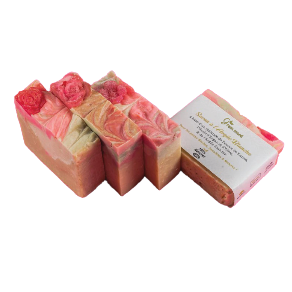 savon-a-l-argile-blanche-1.png Green Mood White Clay Soap – gentle natural cleansing bar with white clay to purify and soften skin for a smooth, balanced complexion - SAVON ARGILE BLANCHE