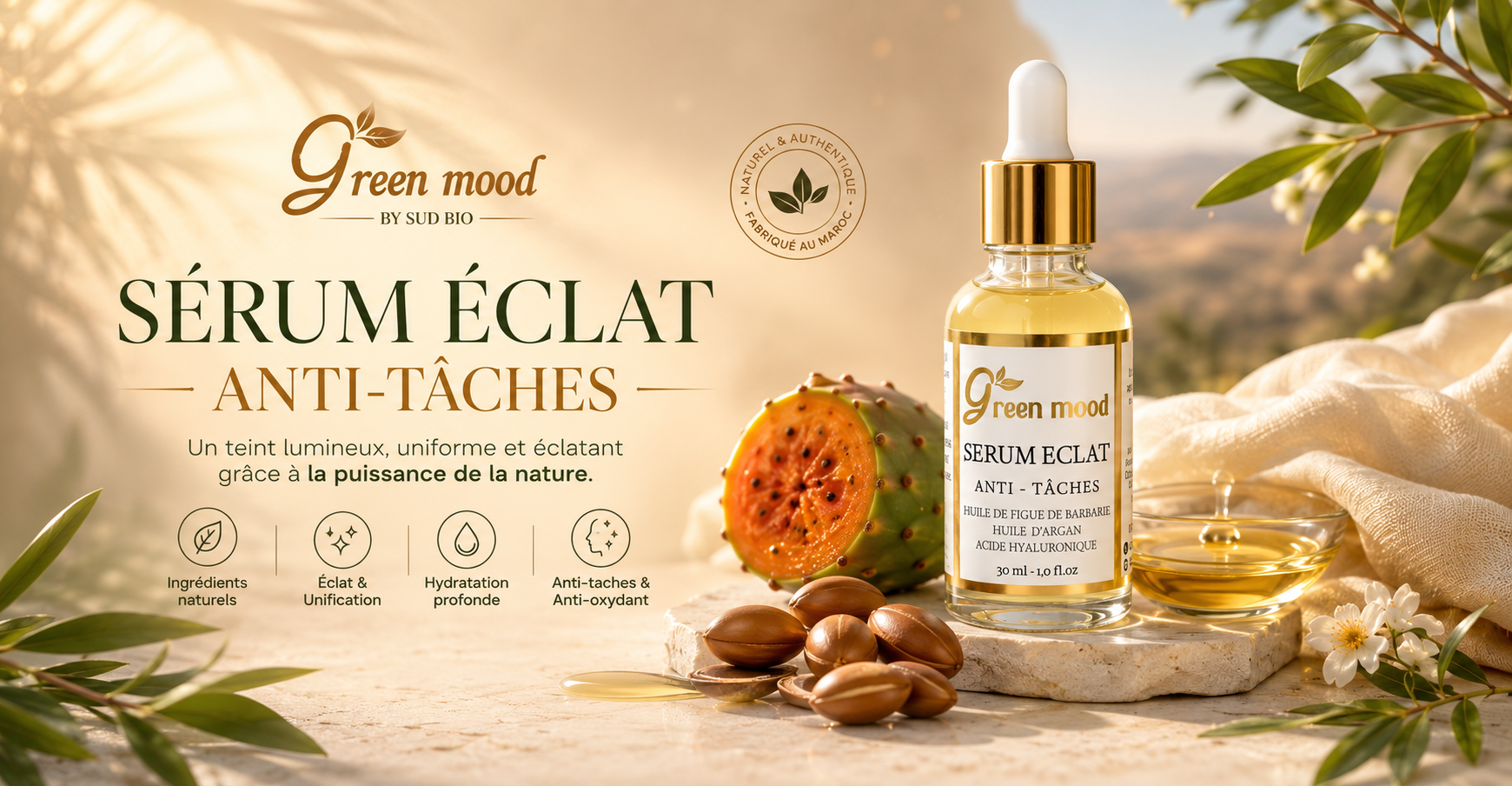Serum Eclat anti taches - Serum eclairsissant - green mood - eclat naturel
