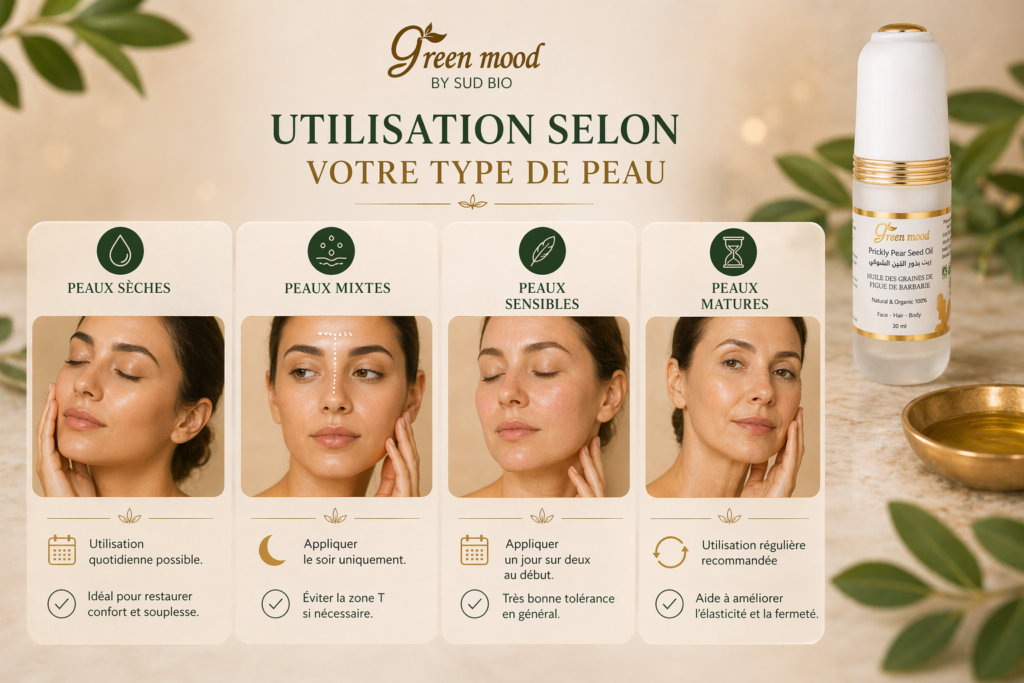 utilisation huile figue barbarie peau seche peau sensible peau mature peaux mixtes
