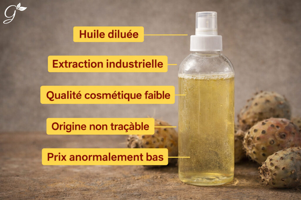 huile de figue de barbarie de qualité inférieure vendue à bas prix