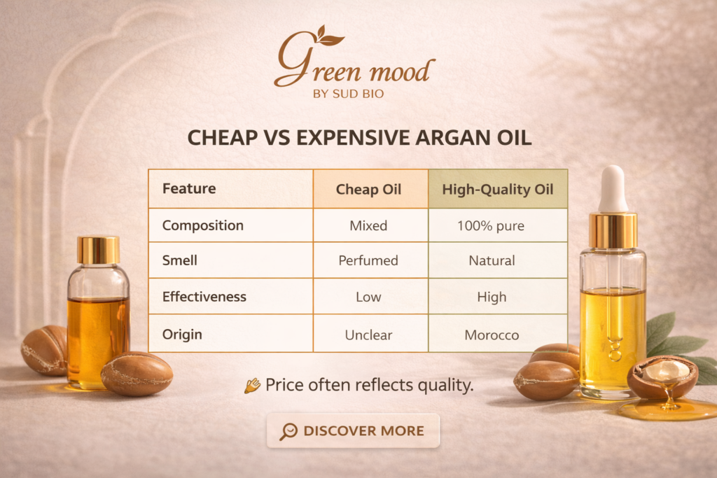 pure vs fake argan oil price comparison visual