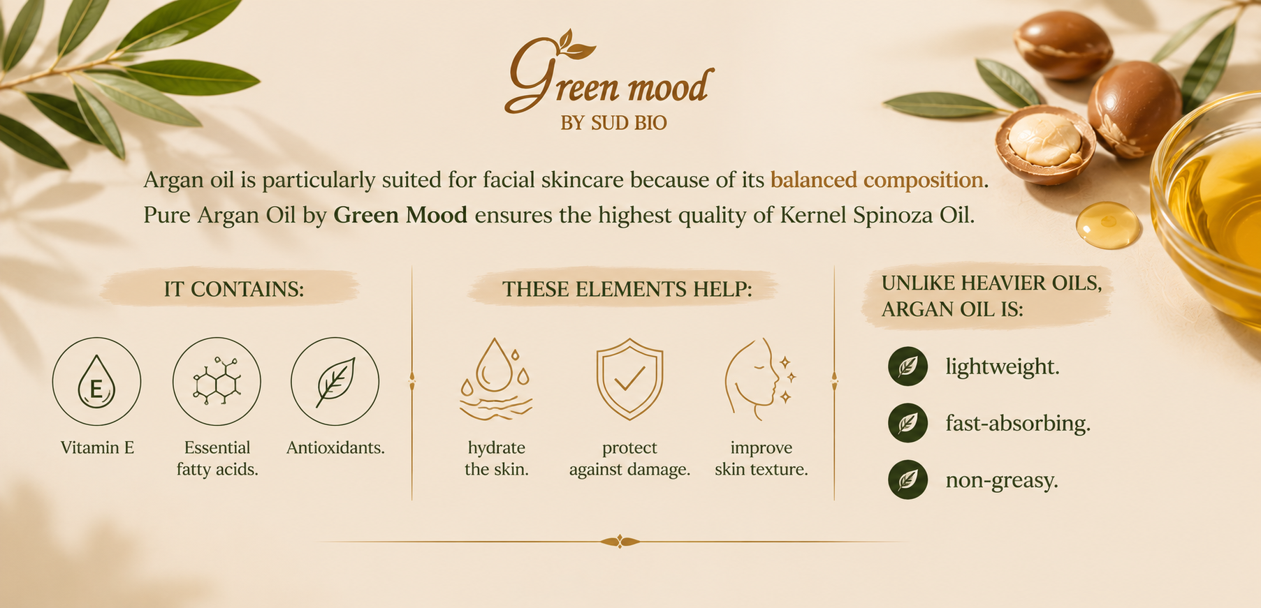 Why argan oil is ideal for the face — vitamin E, essential fatty acids, non-comedogenic and lightweight