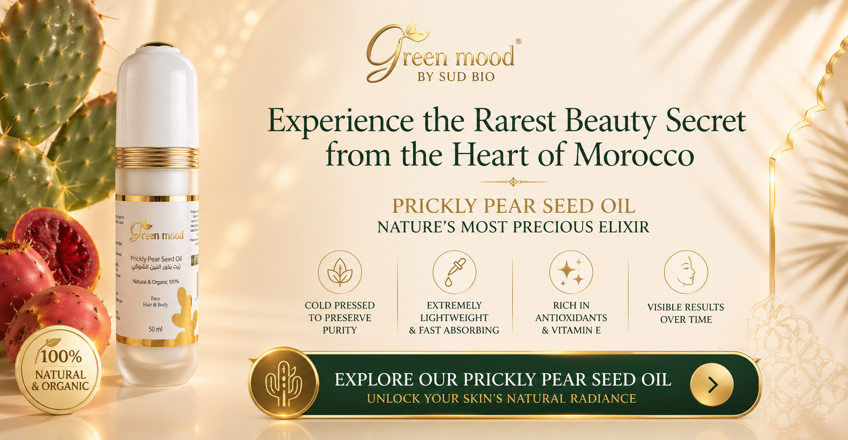Discover Prickly pear oil by green mood 100% pure & authentic