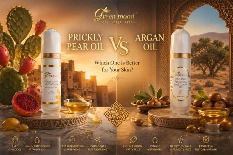prickly pear oil vs argan oil comparison texture Huuile aragan ou huile de figue de barbarie