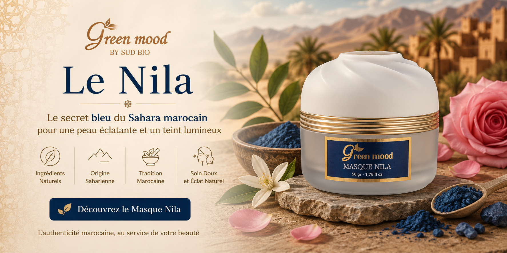 Découvrir le Masque Nila Royal Green Mood — rituel de beauté marocain 100% naturel