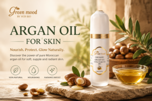 Pure Moroccan argan oil for skin with argan nuts and natural ingredients