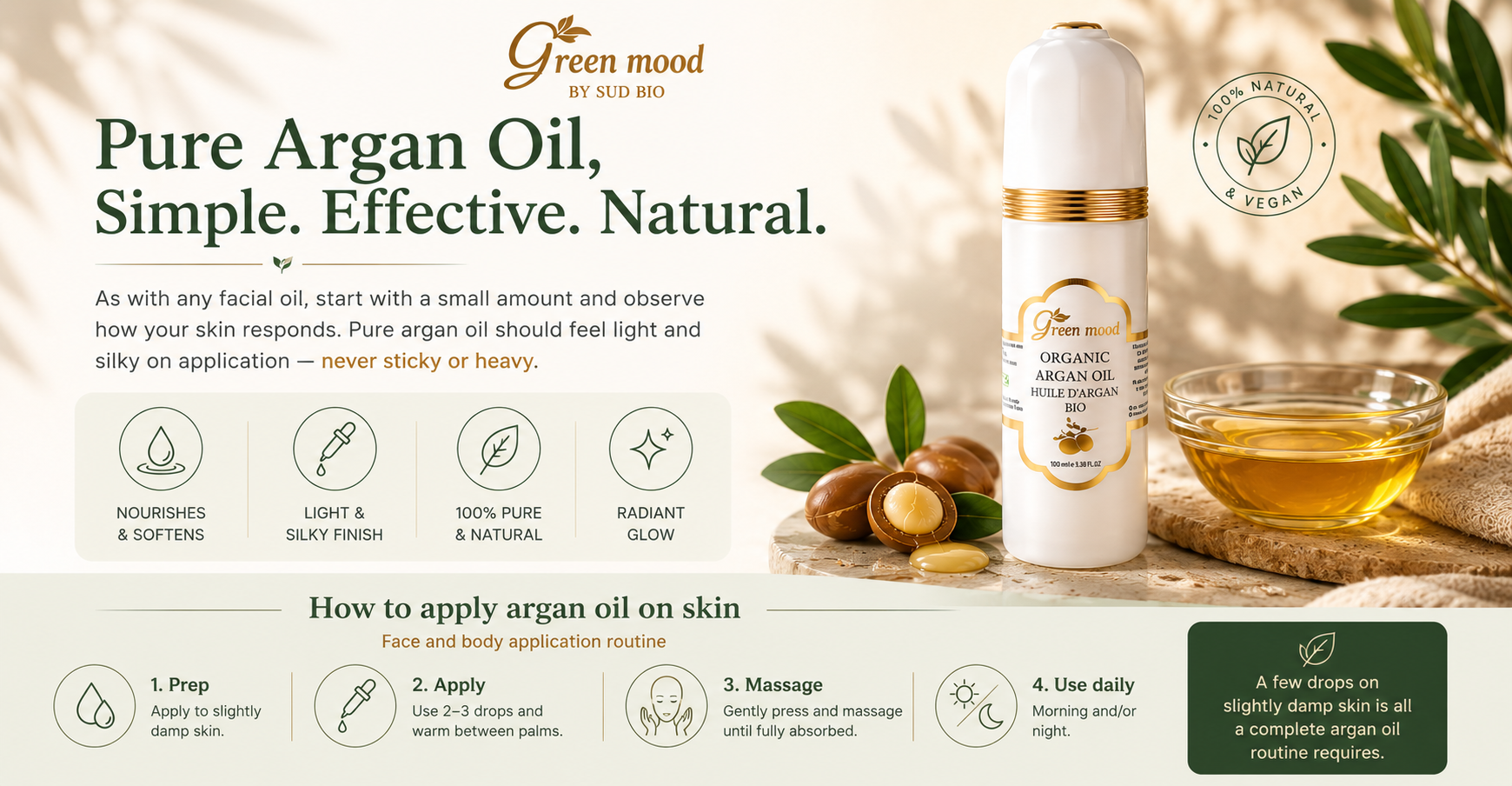 How to apply argan oil on skin - face and body application routine