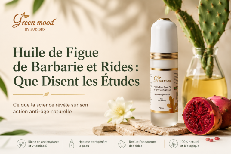 Huile de figue de barbarie contre les rides – flacon d'huile de pépins de figue de barbarie Green Mood avec figues de barbarie fraîches