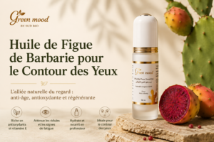 Huile de figue de barbarie pour le contour des yeux – flacon d'huile de pépins de figue de barbarie Green Mood avec figues de barbarie fraîches